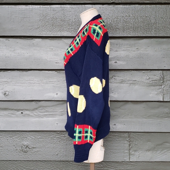 Vintage TENNIS V-neck Chunky Knit Pullover Sweater - Picture 6 of 10